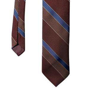 Jordache Vintage Men's Burgundy Striped Tie